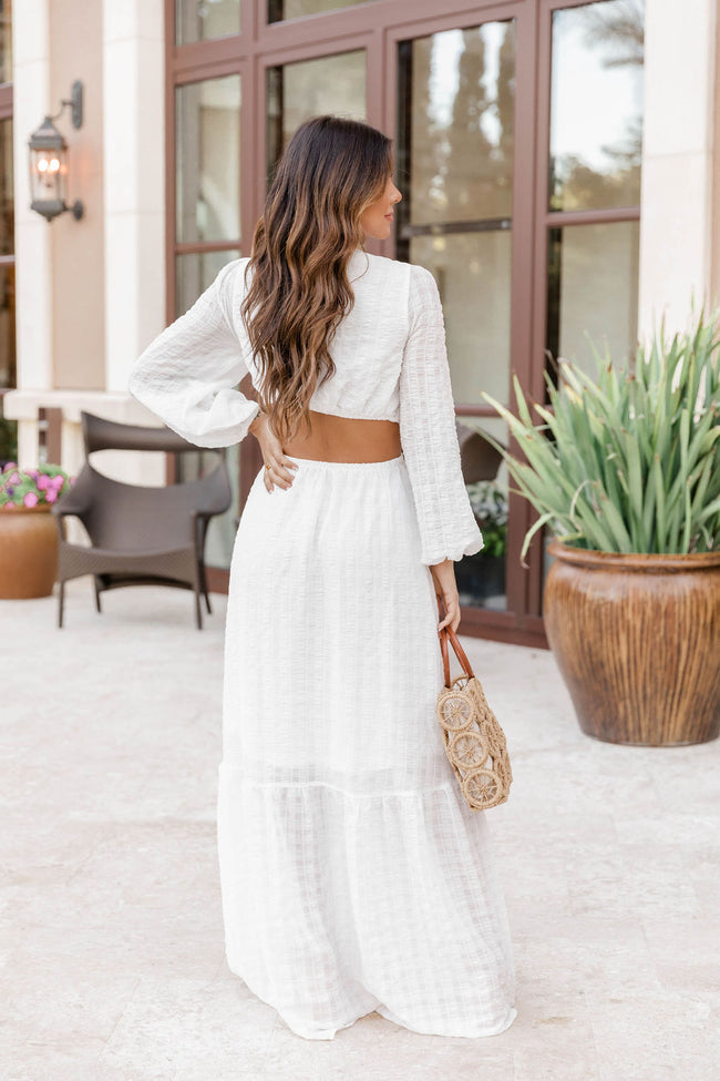 All I Ever Asked White Ring Detail Maxi Dress